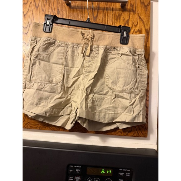 Arizona Jean Co. Pants - Arizona Jean Co Khaki Shortie Utility Shorts Womens 16.5 Plus Elastic Waist Tan